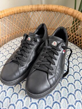 Moncler Alodie Ladies Black Soft Leather Sneakers